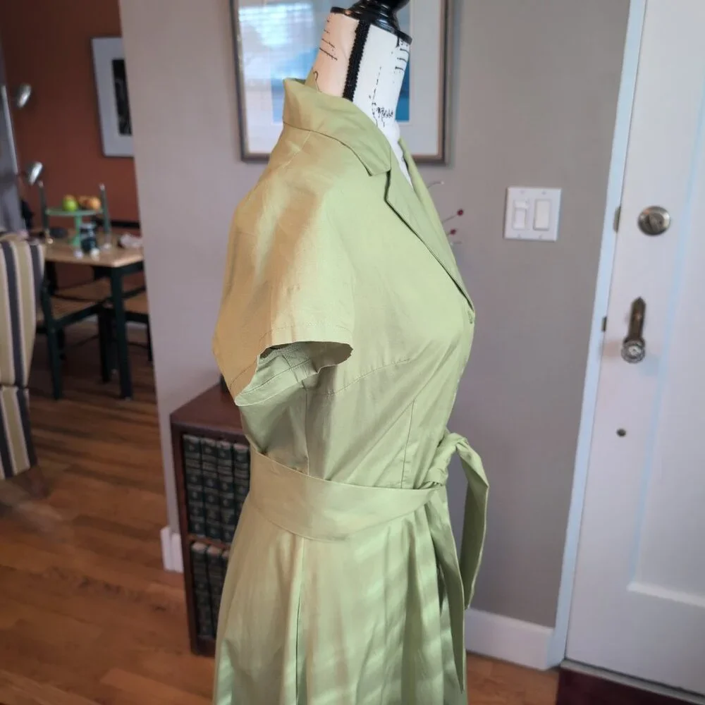 The J Peterman Company 1947 Green Shirt Dress Size 10 - Picture 4 of 9